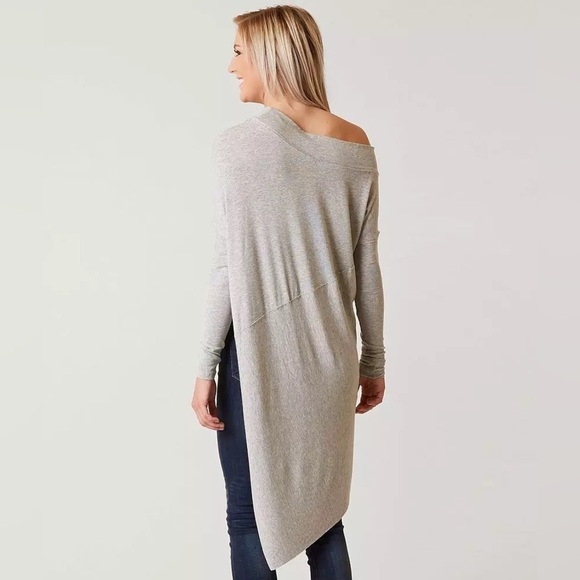 FREE PEOPLE Grapevine Tunic Split Side Long Sleeve Ribbed Knit Top Grey Size M - Picture 10 of 15